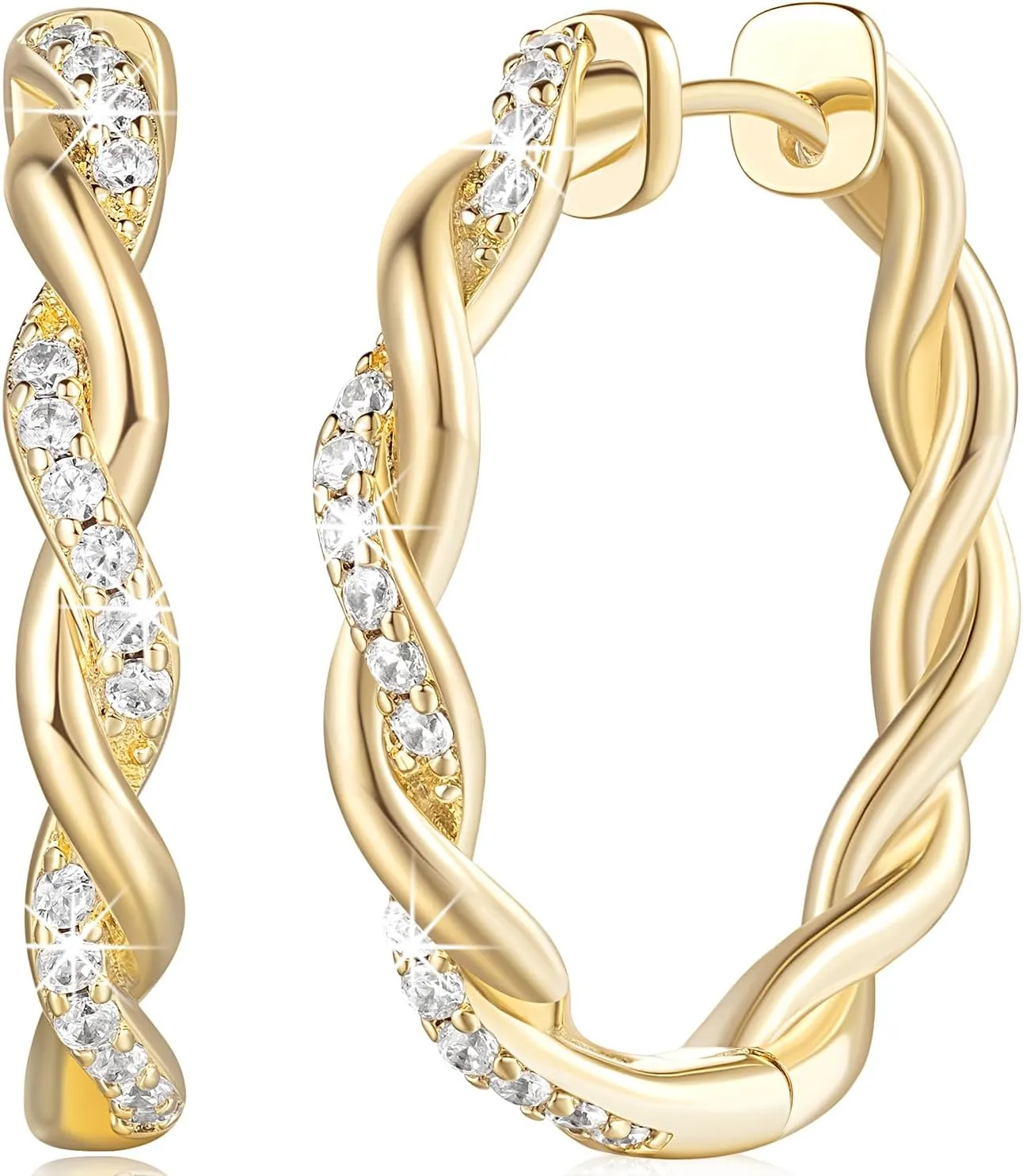Gold Hoop Earrings 14K Gold Earring for Women Twisted Large Hoop Earrings Minimalist Diamond Earring Gold Jewelry 29mm*4mm