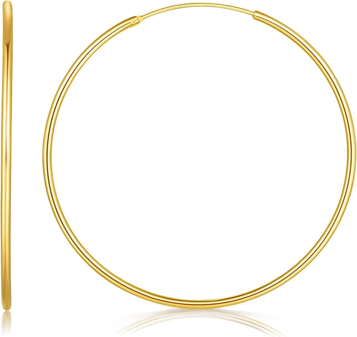 Gold Hoop Earrings 14K Gold Hypoallergenic Earrings for Women Big Huggie Hoop Earring for Womens Holiday Gifts 50mm