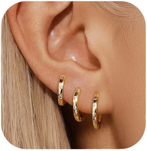 Gold Hoop Earrings for Women,14k Gold Flower Hoop Earrings,Dainty Hypoallergenic Cartilage Earring,Earring for Women Trendy