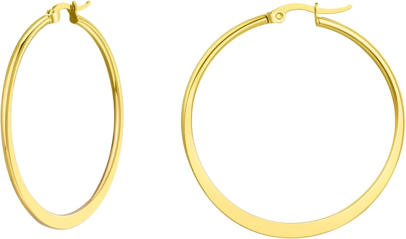 Gold hoop Hoop Earrings for Women,14K Gold Lightweight Hoops 40mm Earrings for Women,Trendy Hoops Jewelry Earrings