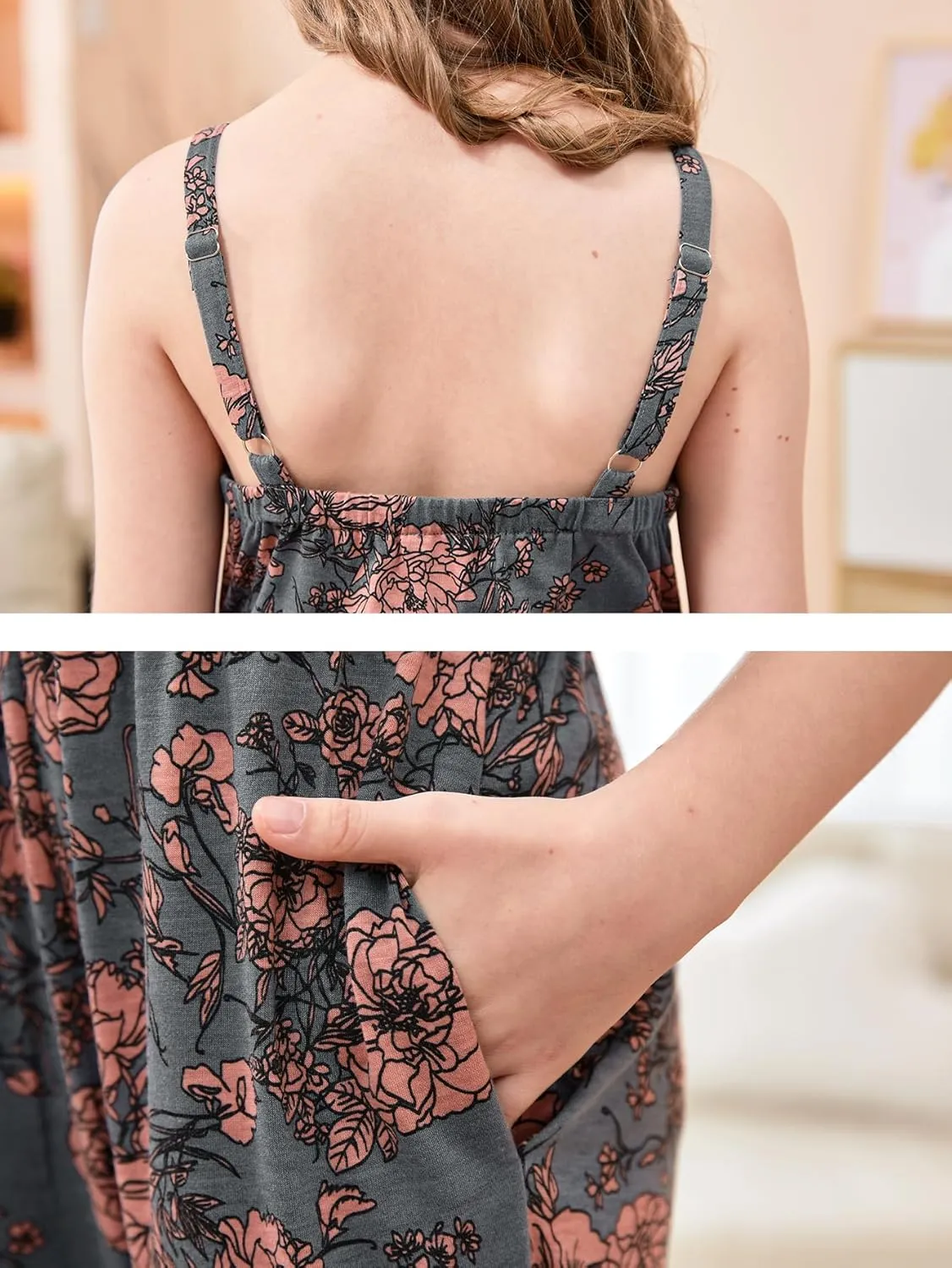 GORLYA Girls Casual Sleeveless Strap Backless Jumpsuit Outfits Baggy Harem Overalls Long Pant Jumper Rompers 4-14T