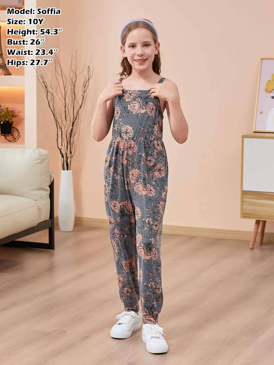 GORLYA Girls Casual Sleeveless Strap Backless Jumpsuit Outfits Baggy Harem Overalls Long Pant Jumper Rompers 4-14T