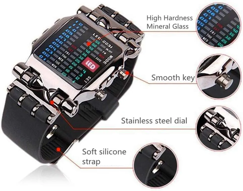 Gosasa LED Digital Watch for Men Creative Crab Square Men's Watches Rubber Strap Waterproof Fashion Military Male Wristwatch