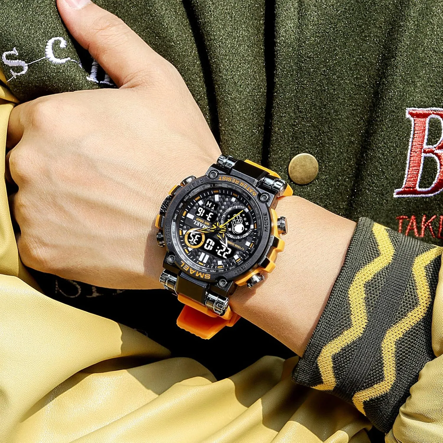 Gosasa Men Military Watch Digital Quartz Sport Watch Waterproof Date Luminous Watch Army Big Face Multifunctional Men Watches Watches
