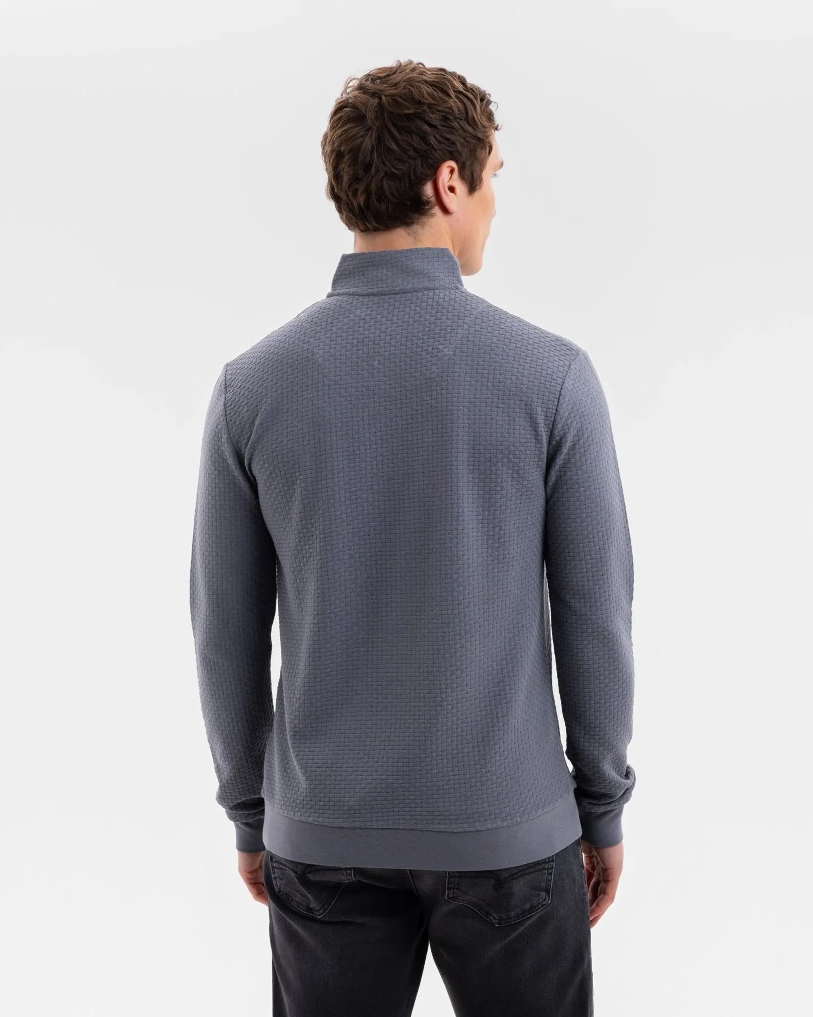 Grey with Tartan Quarter Zip Jersey