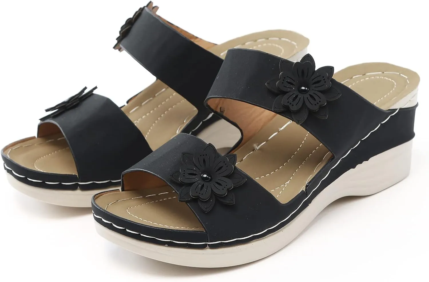 High Arch Support Slippers Women Orthopedic Summer Sandals for Women 2024 Beach Sandals for Women Arch Support Leather Sandals Women Walking Shoes Women Heel Support Raffia Sandals Women