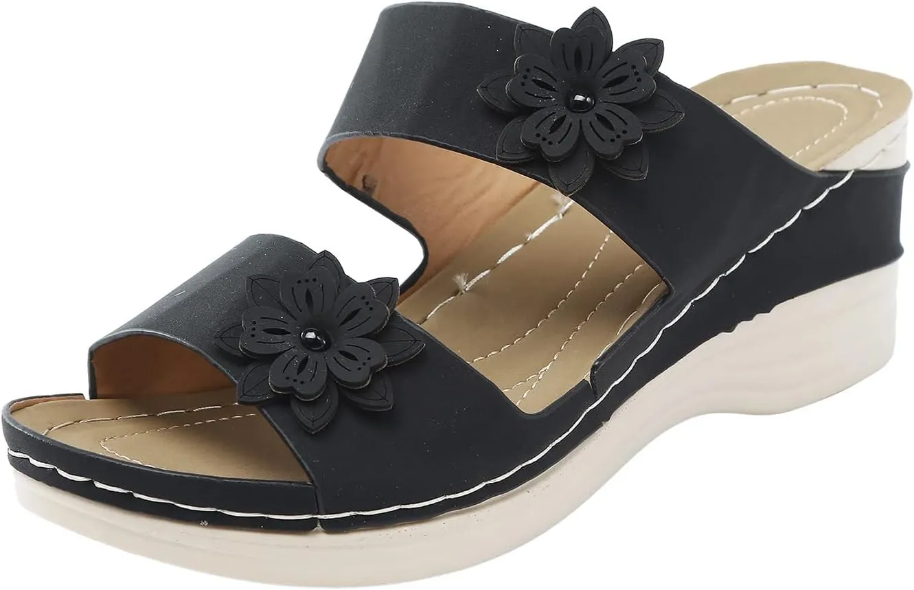 High Arch Support Slippers Women Orthopedic Summer Sandals for Women 2024 Beach Sandals for Women Arch Support Leather Sandals Women Walking Shoes Women Heel Support Raffia Sandals Women