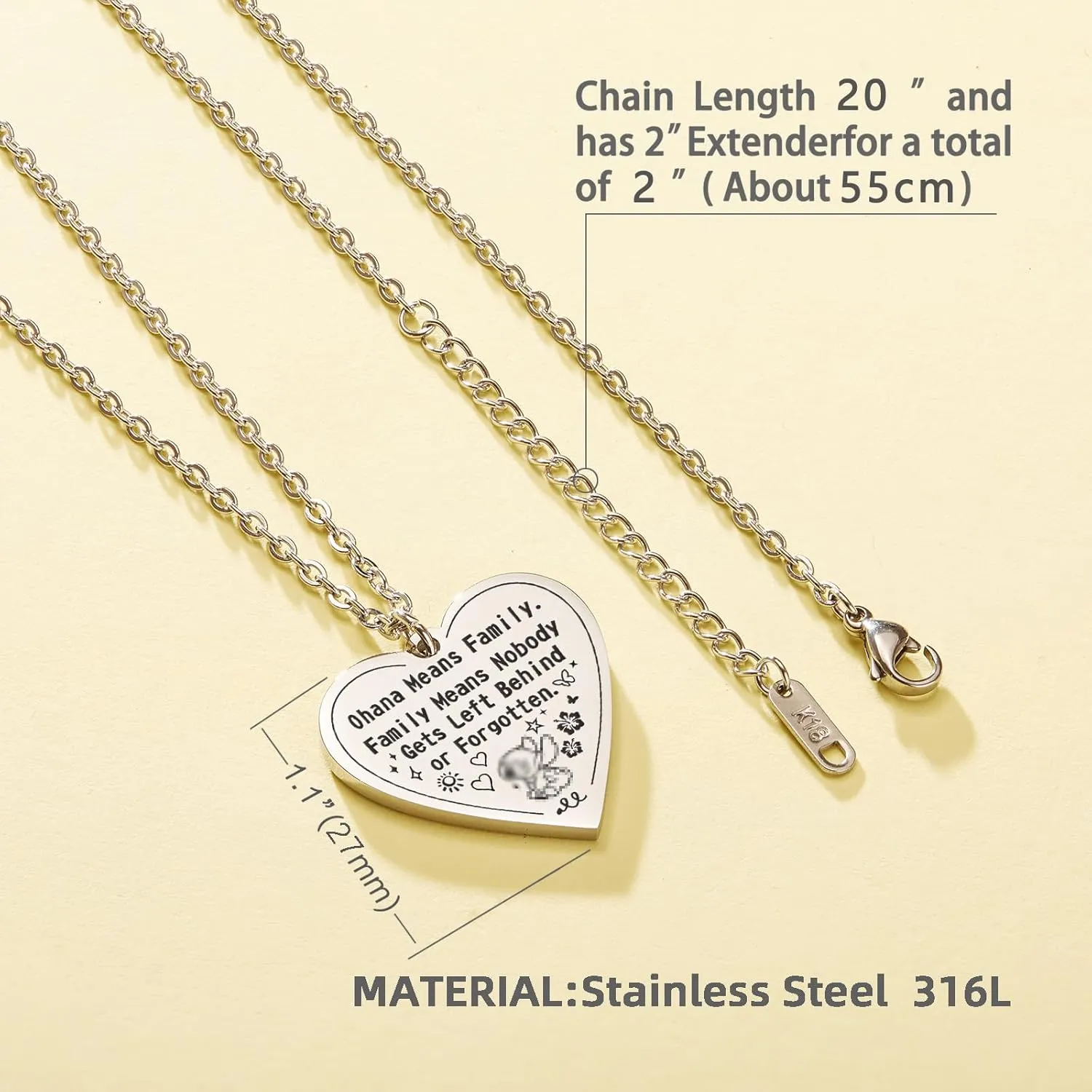 HOFOYA Inspirational Heart-Shape Pendant I Love You Necklace Jewelry for Women Teens,Mother's Day Birthday Christmas Gifts for Daughter from Dad Mom.