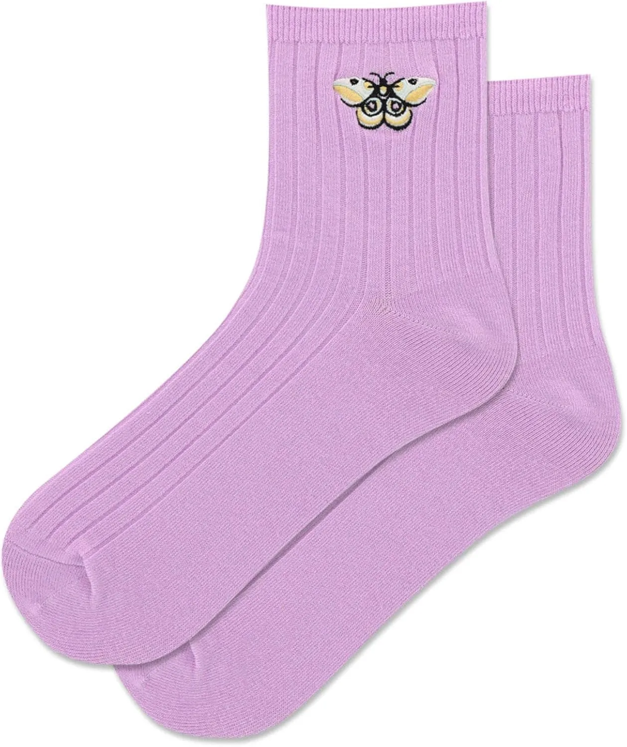 Hot Sox Womens Embroidered Moth Anklet Socks