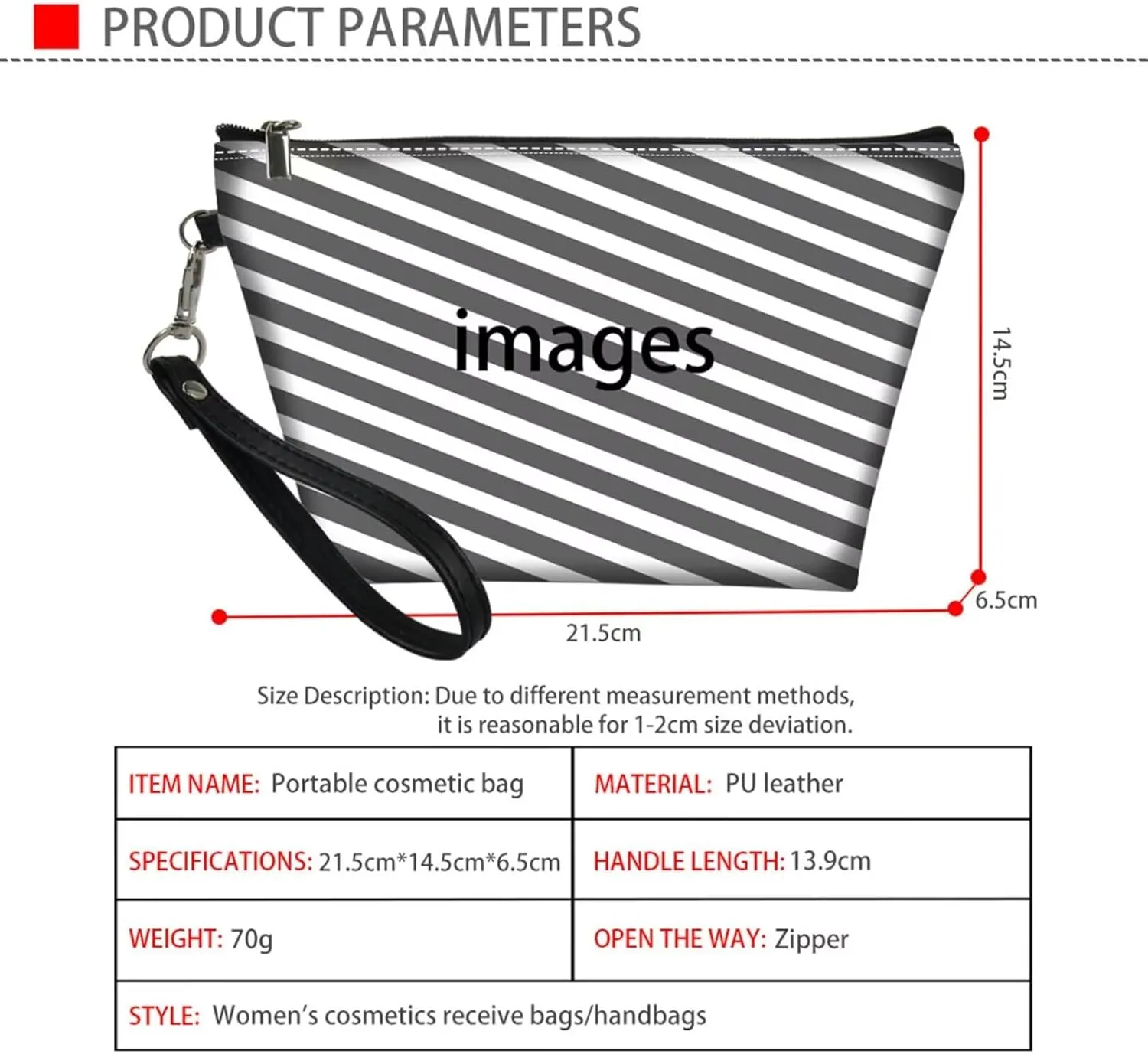 HUGS IDEA Cute Makeup Bag for Purse Rainbow Hearts Print Leather Cosmetic Bags for Women Zipper Travel Toiletry Pouch Makeup Bags
