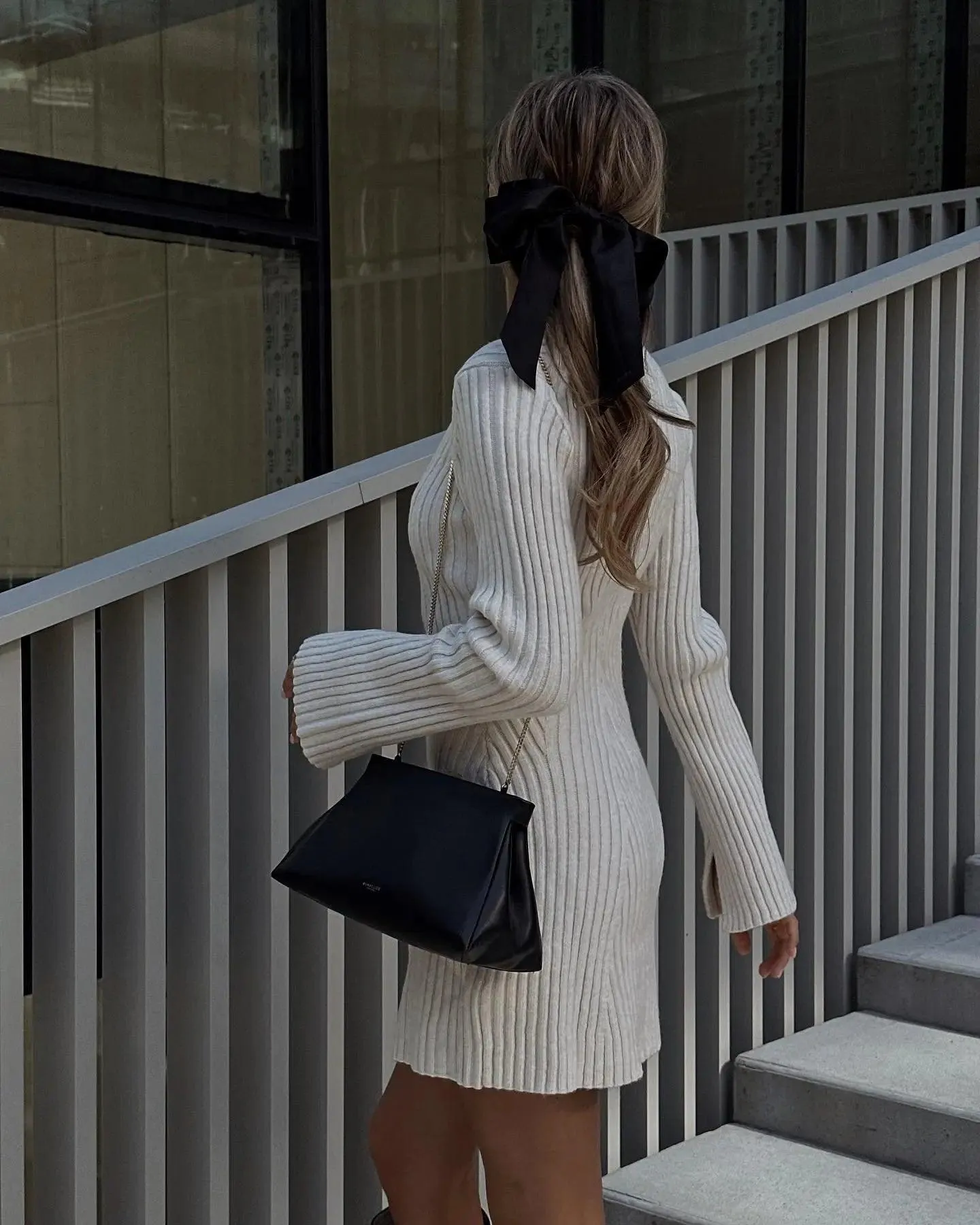 Knitted Long Sleeve Mini Dress