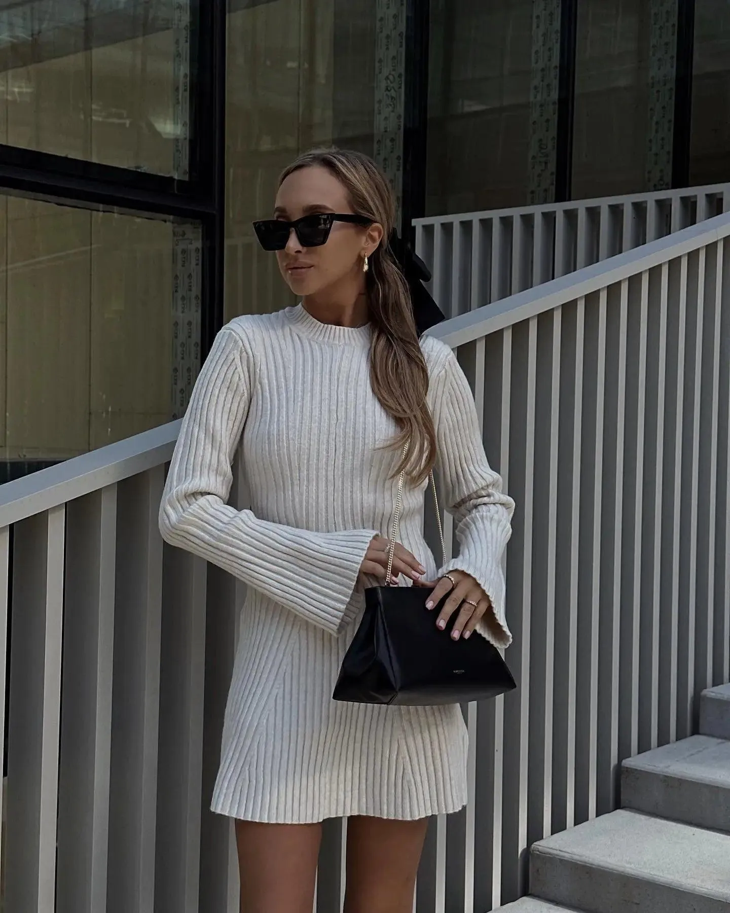 Knitted Long Sleeve Mini Dress