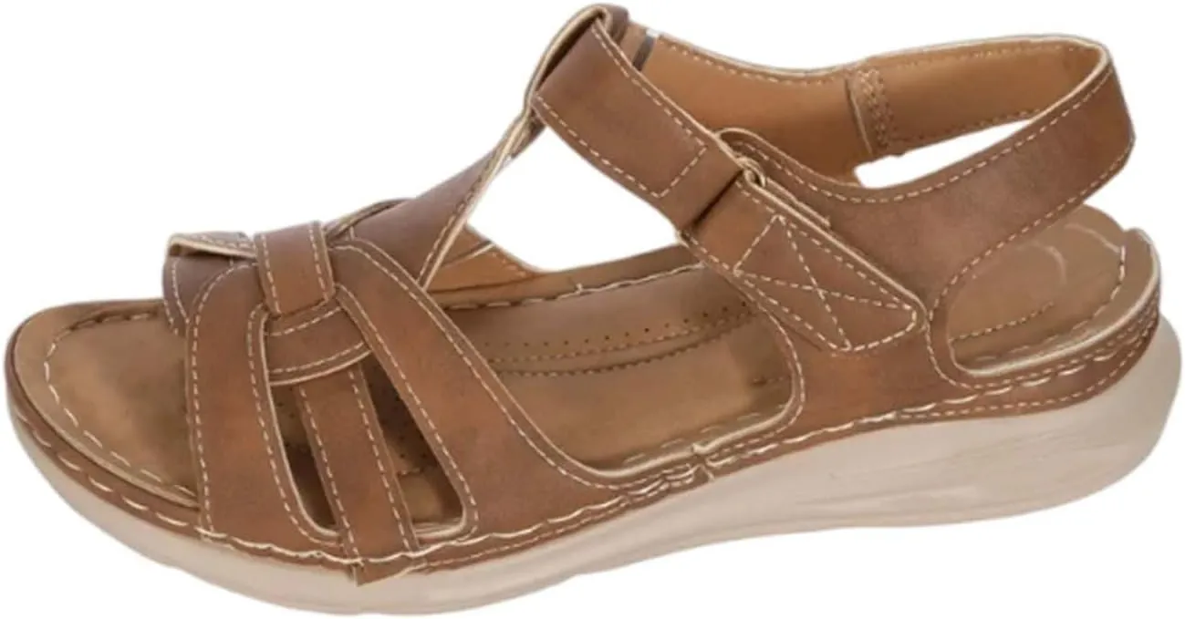 Ladies Casual Side Hollow Paste Slope Bottom Roman Shoes Summer Fashion Ladies Chunky Platform Heel Sandals for