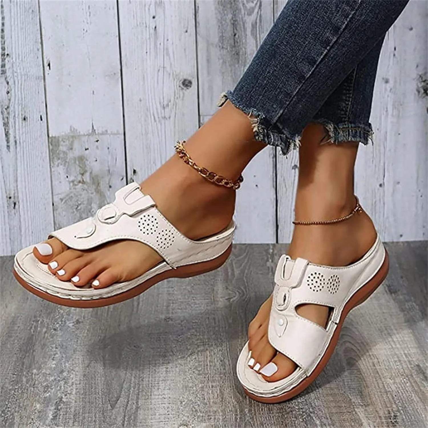 Ladmiple Sandals Women Fashion Wedges Orthotic Slides Fashion Orthopedic Flip Flops Slippers With Comfortable Arch Support