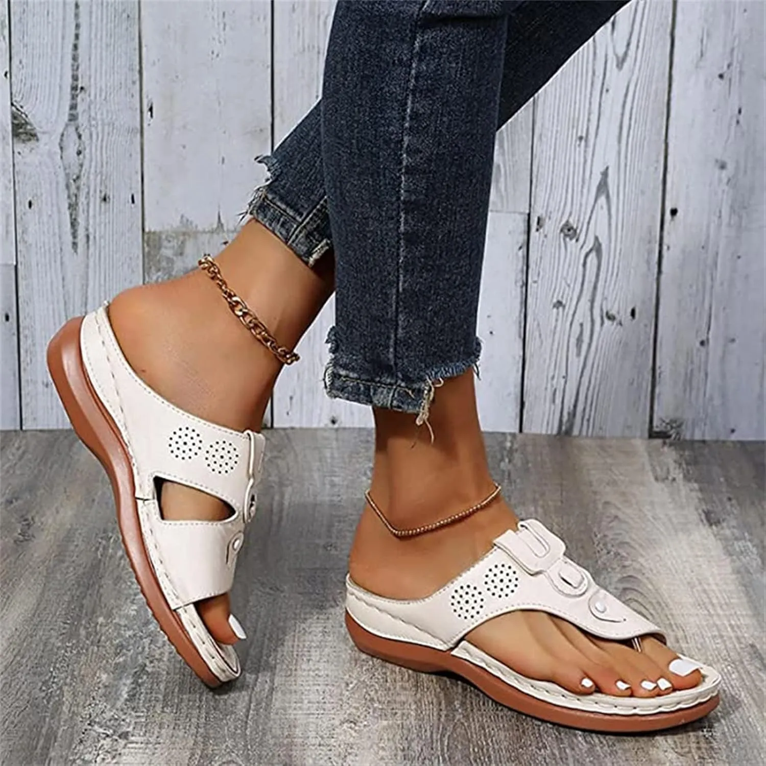 Ladmiple Sandals Women Fashion Wedges Orthotic Slides Fashion Orthopedic Flip Flops Slippers With Comfortable Arch Support