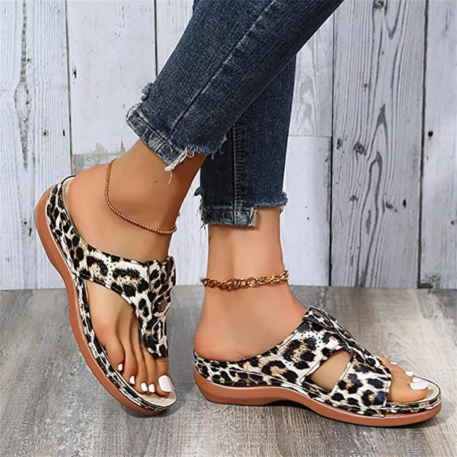 Ladmiple Sandals Women Fashion Wedges Orthotic Slides Fashion Orthopedic Flip Flops Slippers With Comfortable Arch Support