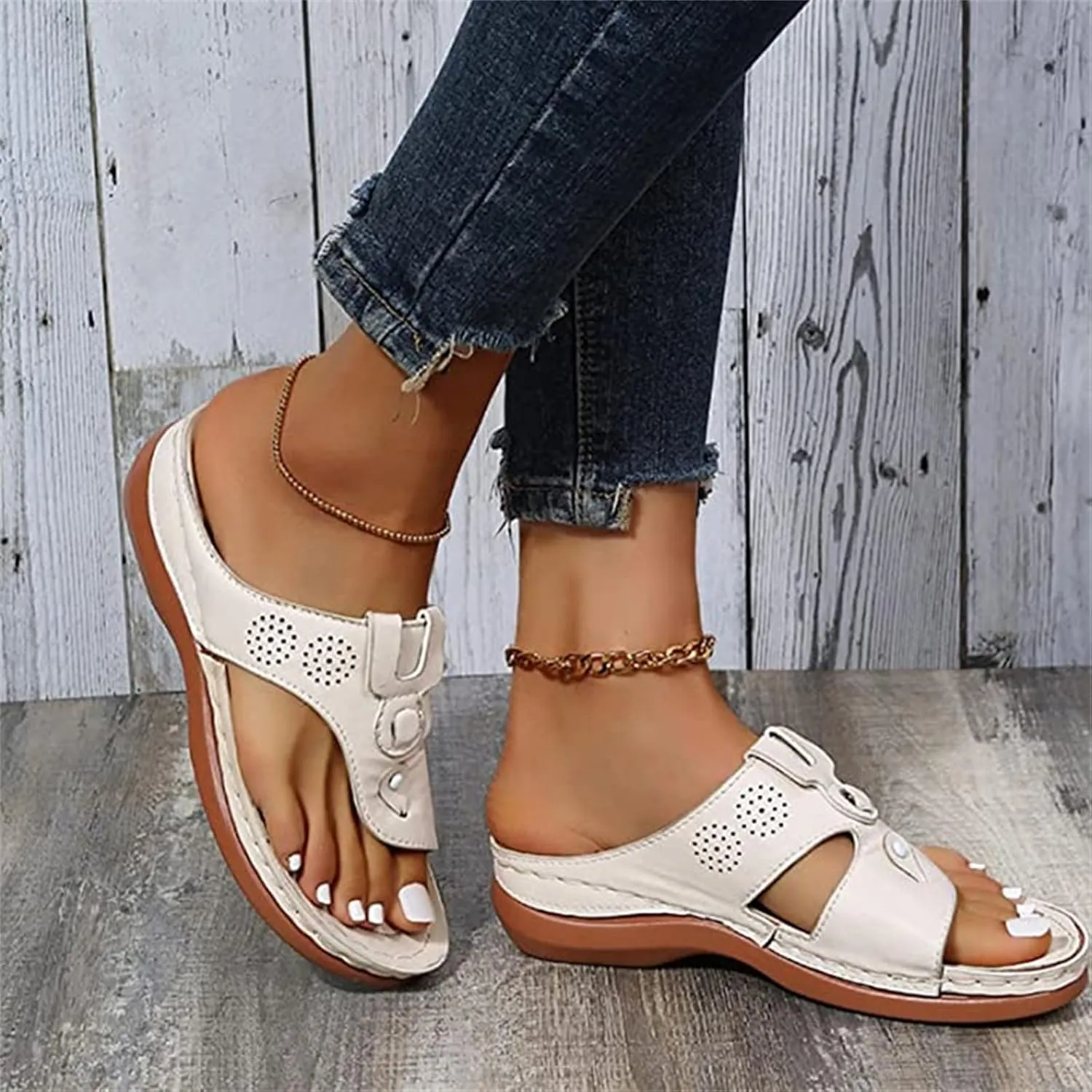 Ladmiple Sandals Women Fashion Wedges Orthotic Slides Fashion Orthopedic Flip Flops Slippers With Comfortable Arch Support