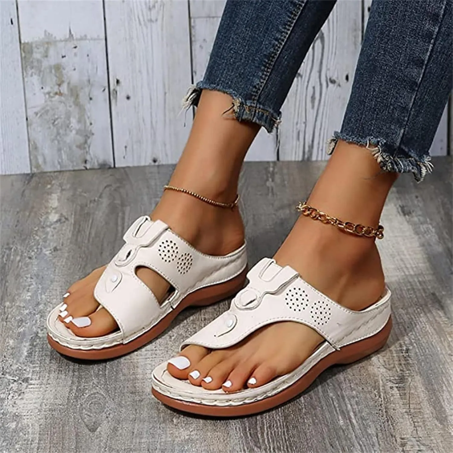 Ladmiple Sandals Women Fashion Wedges Orthotic Slides Fashion Orthopedic Flip Flops Slippers With Comfortable Arch Support