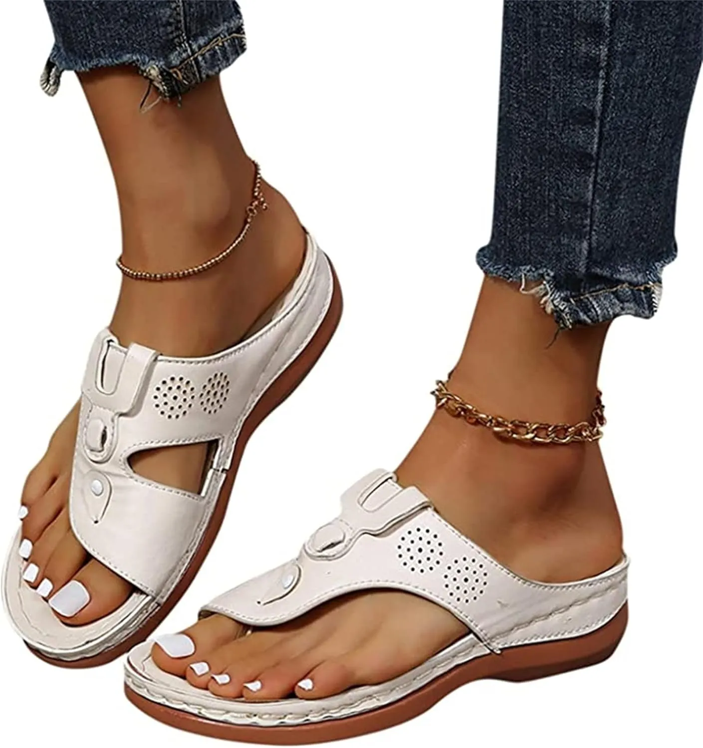 Ladmiple Sandals Women Fashion Wedges Orthotic Slides Fashion Orthopedic Flip Flops Slippers With Comfortable Arch Support
