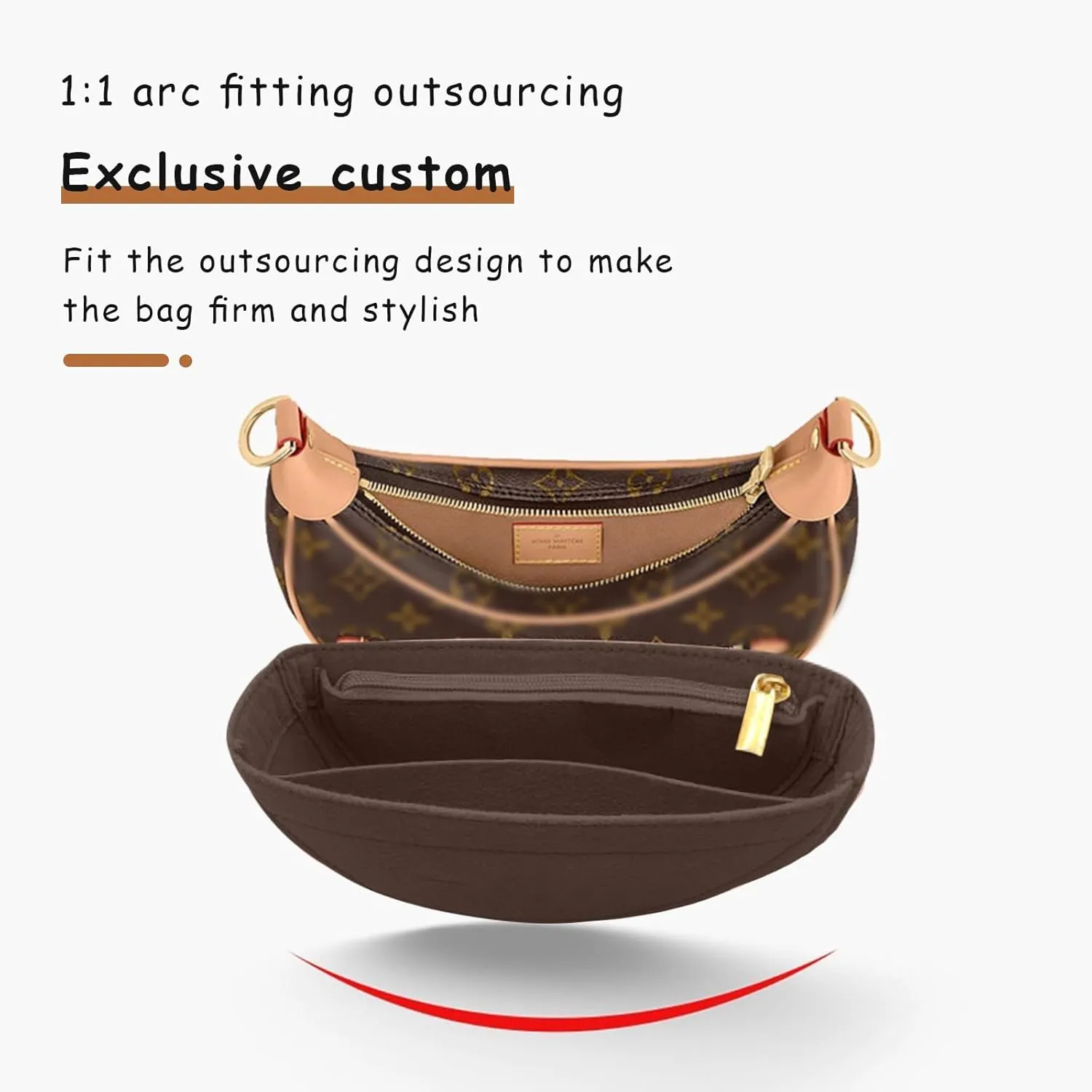 Lckaey Purse Organizer for Loop Hobo Bag Organizer Insert - 2mm Felt Bag Liner Handbag Insert Y096-coffee