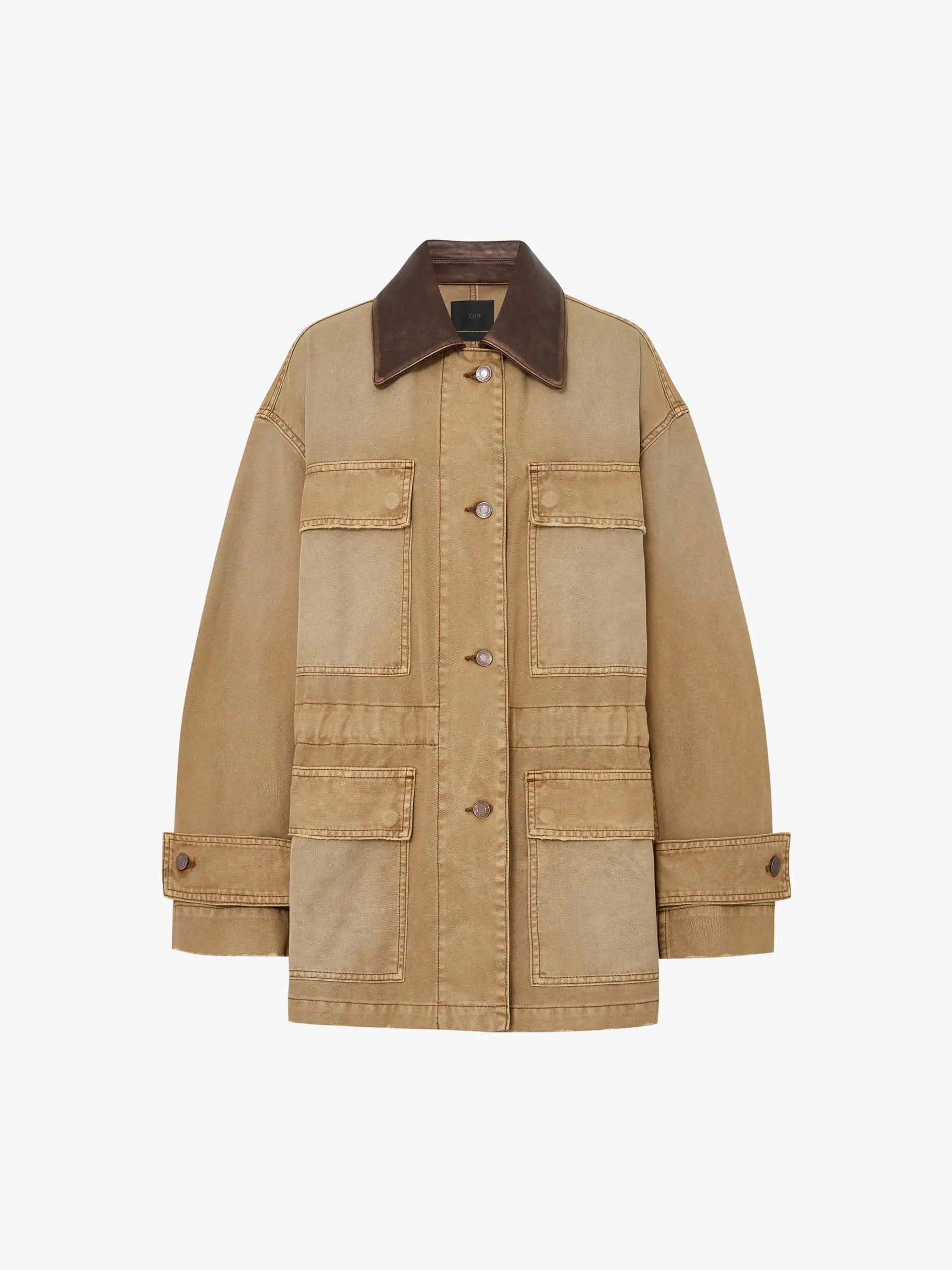 Leather Collar Cargo Jacket