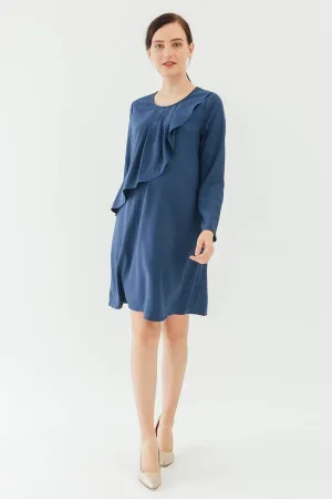 Long Sleeves Cory Pleated Dress Peacock | Spring Maternity