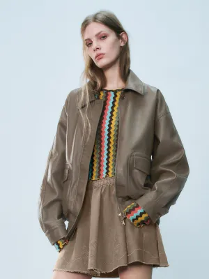 Loose Vegan Leather Jackets