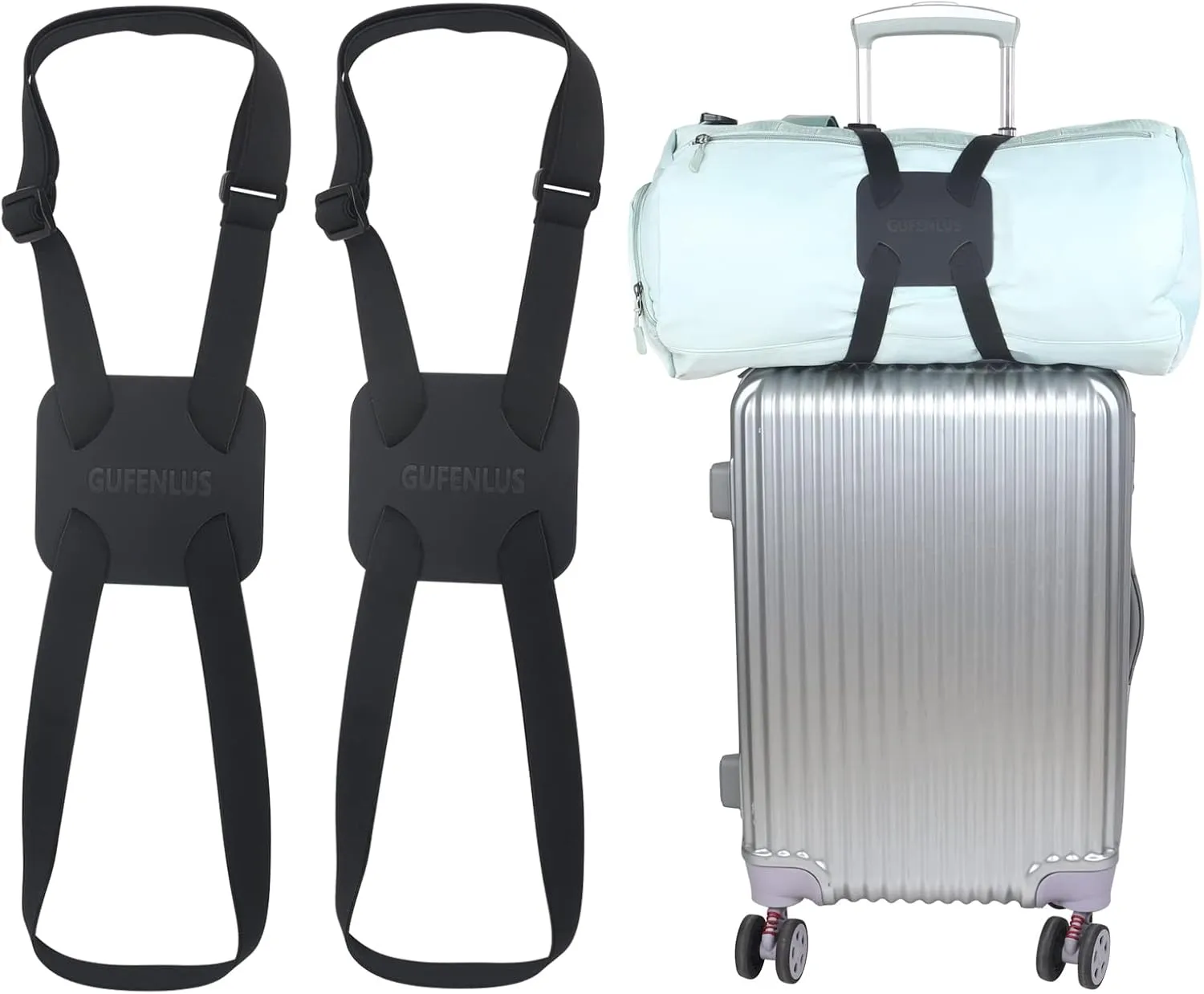 luggage bungee Luggage Straps for suitcasesBag Bungee for LuggageAdjustable Size Luggage Straps and Elastic Travel Accessories- 2 Pack (Black-2)