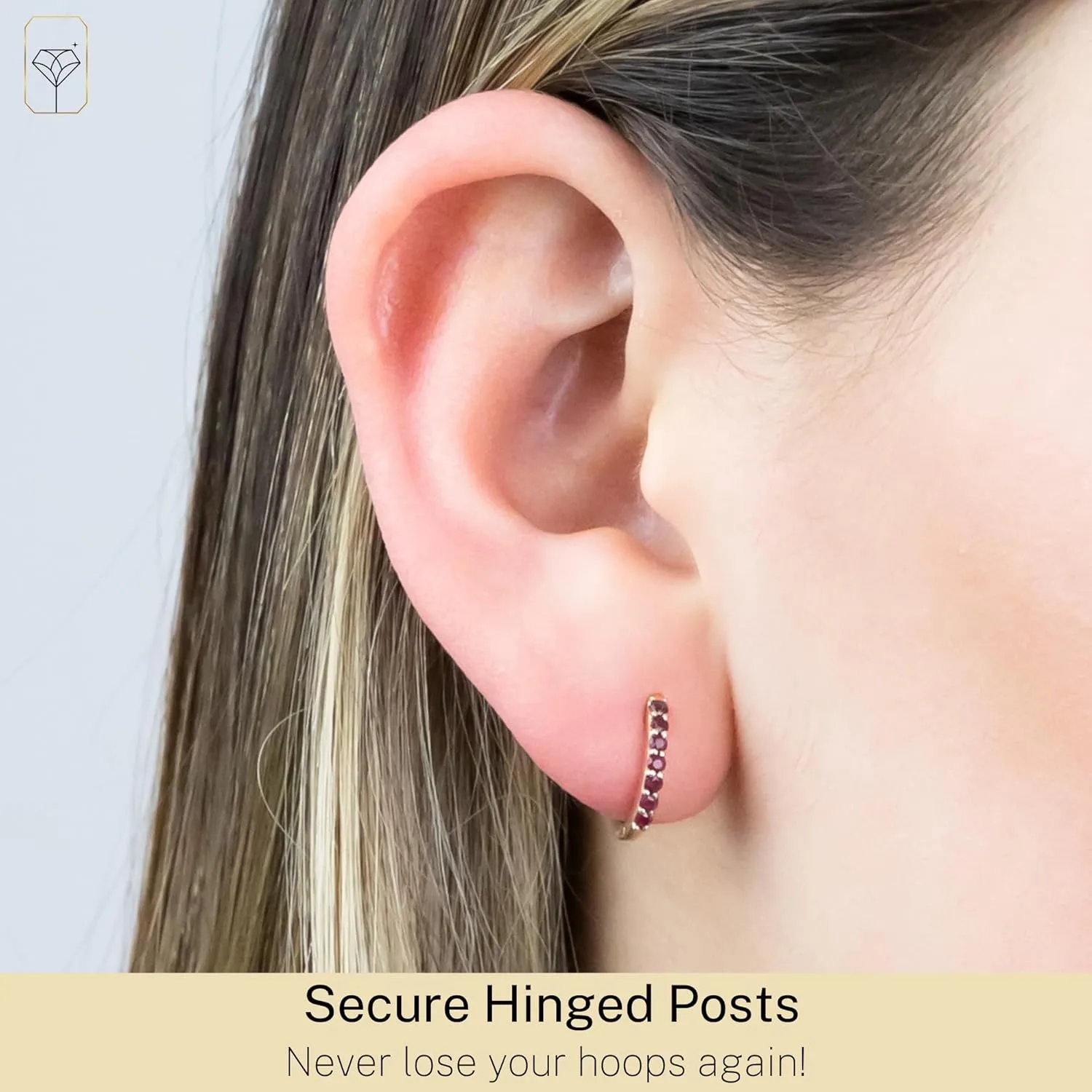MAX   STONE 10k Gold Hoop & Huggie Earrings for Women 12MM Small Natural Gemstone Hoops