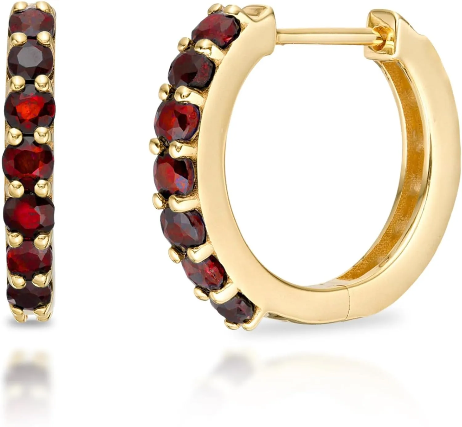 MAX   STONE 10k Gold Hoop & Huggie Earrings for Women 12MM Small Natural Gemstone Hoops