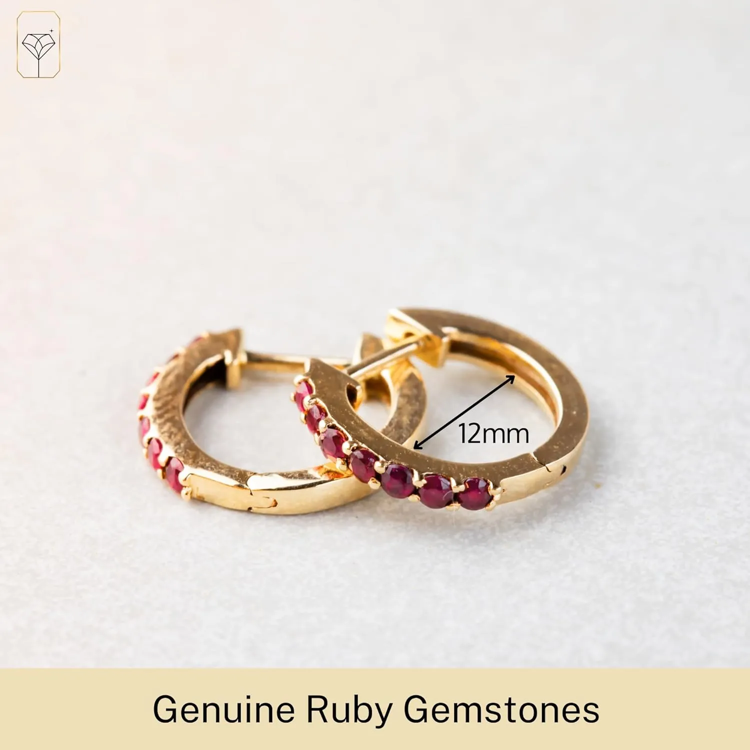 MAX   STONE 10k Gold Hoop & Huggie Earrings for Women 12MM Small Natural Gemstone Hoops