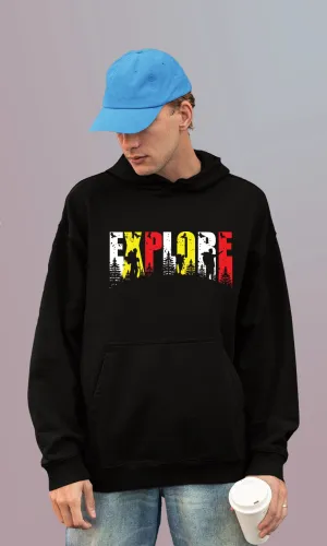 Mebadass Men's Printed Oversized Hoodie - Explore