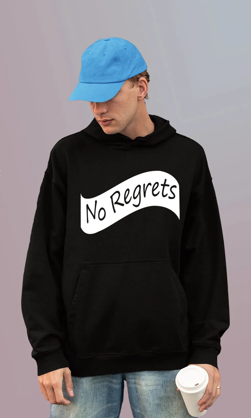 Mebadass Men's Printed Oversized Hoodie - No Regret