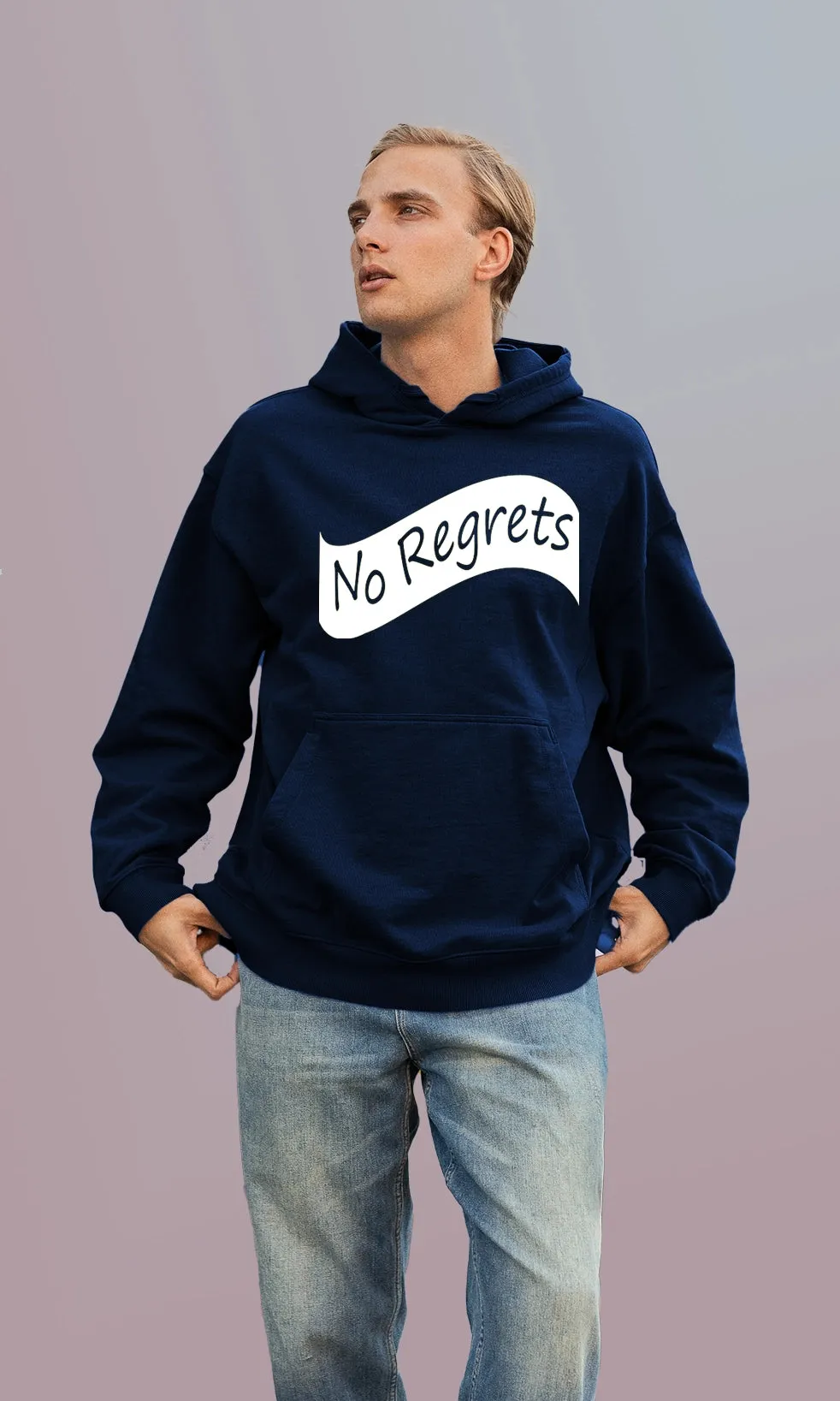 Mebadass Men's Printed Oversized Hoodie - No Regret