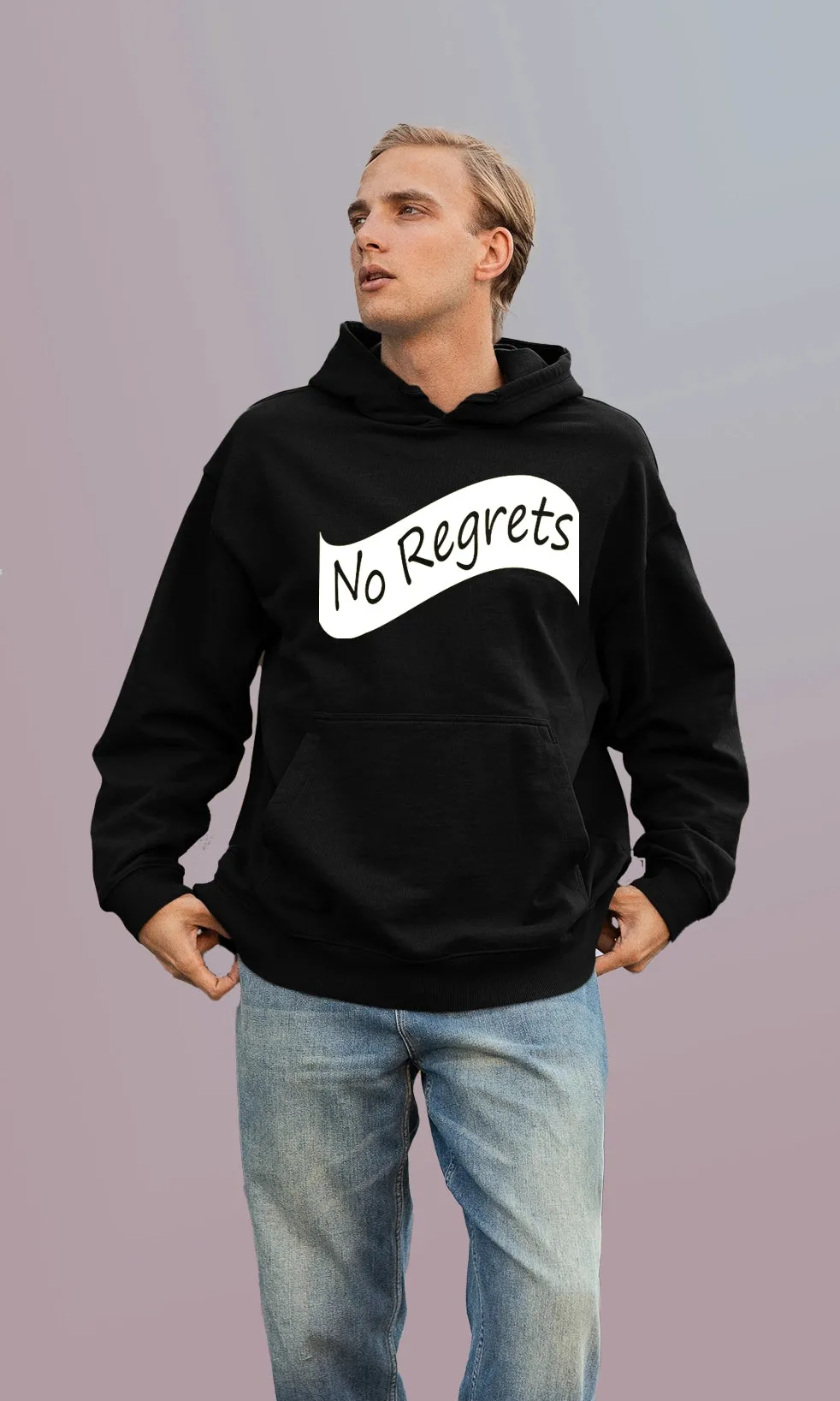 Mebadass Men's Printed Oversized Hoodie - No Regret