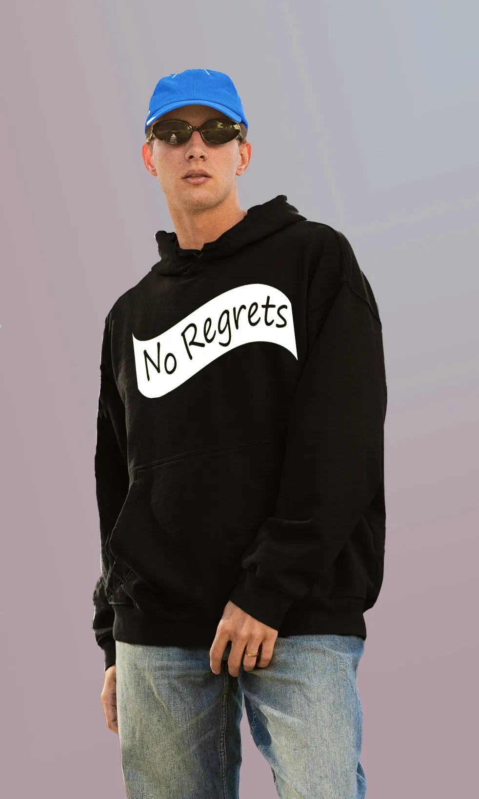 Mebadass Men's Printed Oversized Hoodie - No Regret