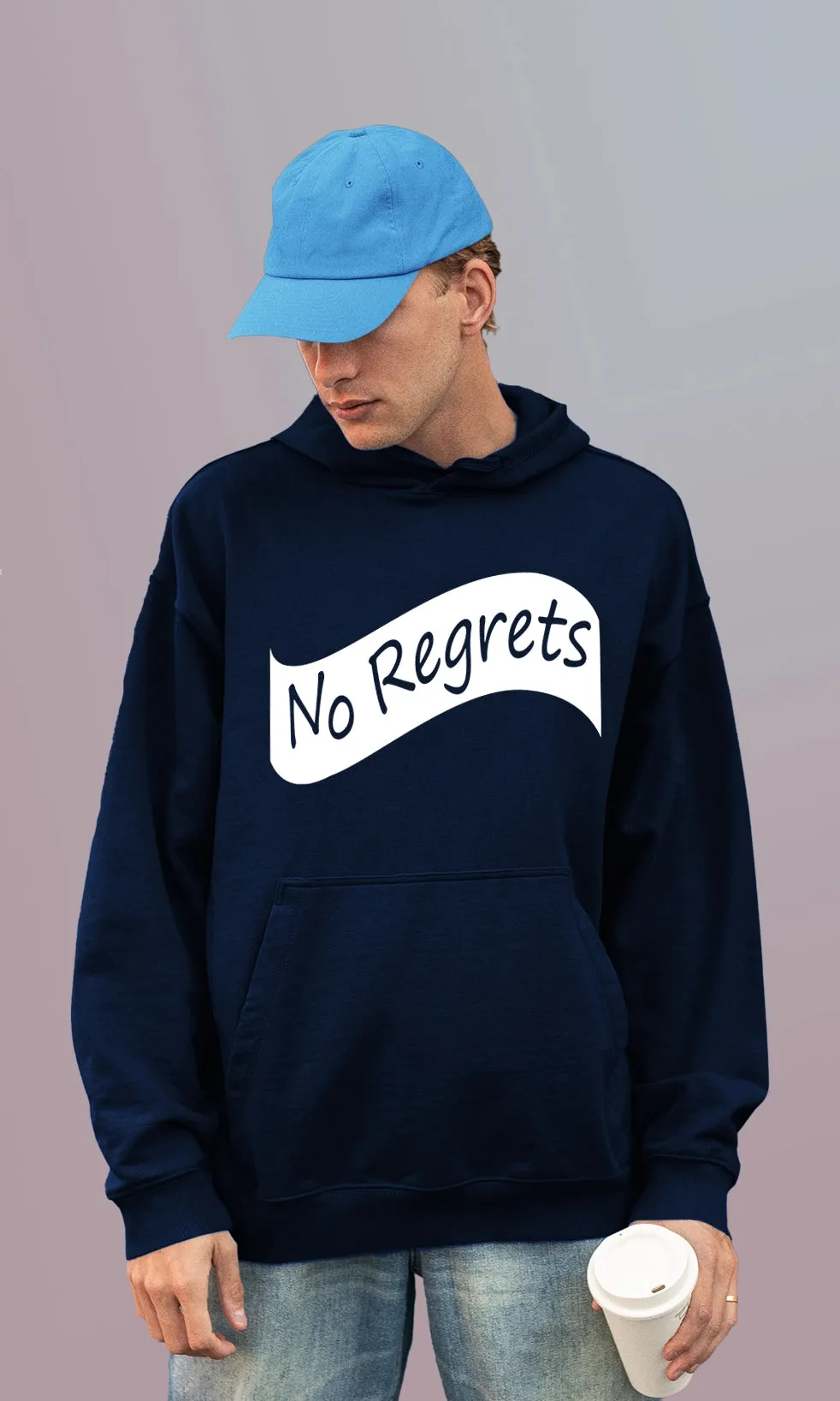 Mebadass Men's Printed Oversized Hoodie - No Regret
