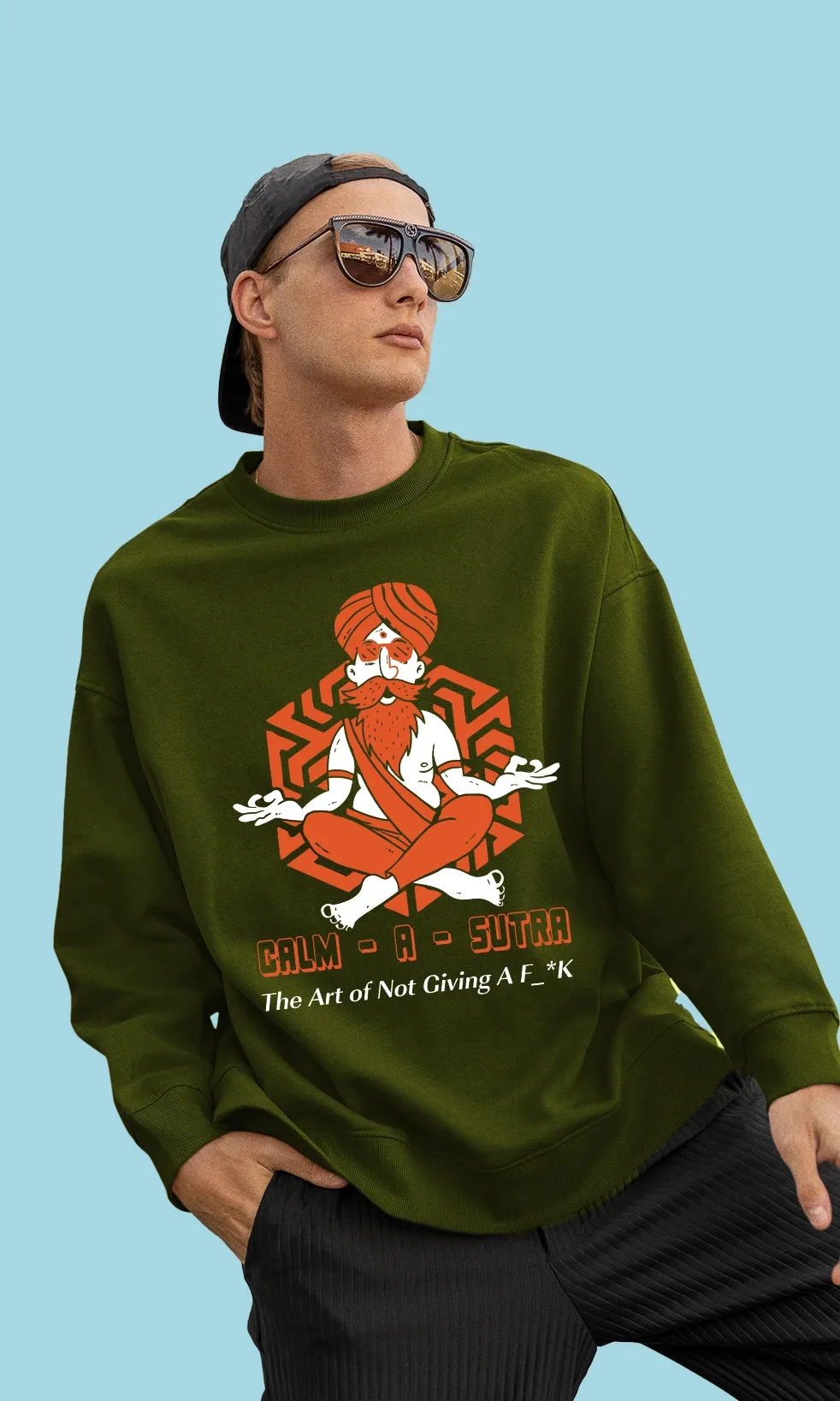 Mebadass Men's Printed Oversized Sweatshirt - Clam A Sutra