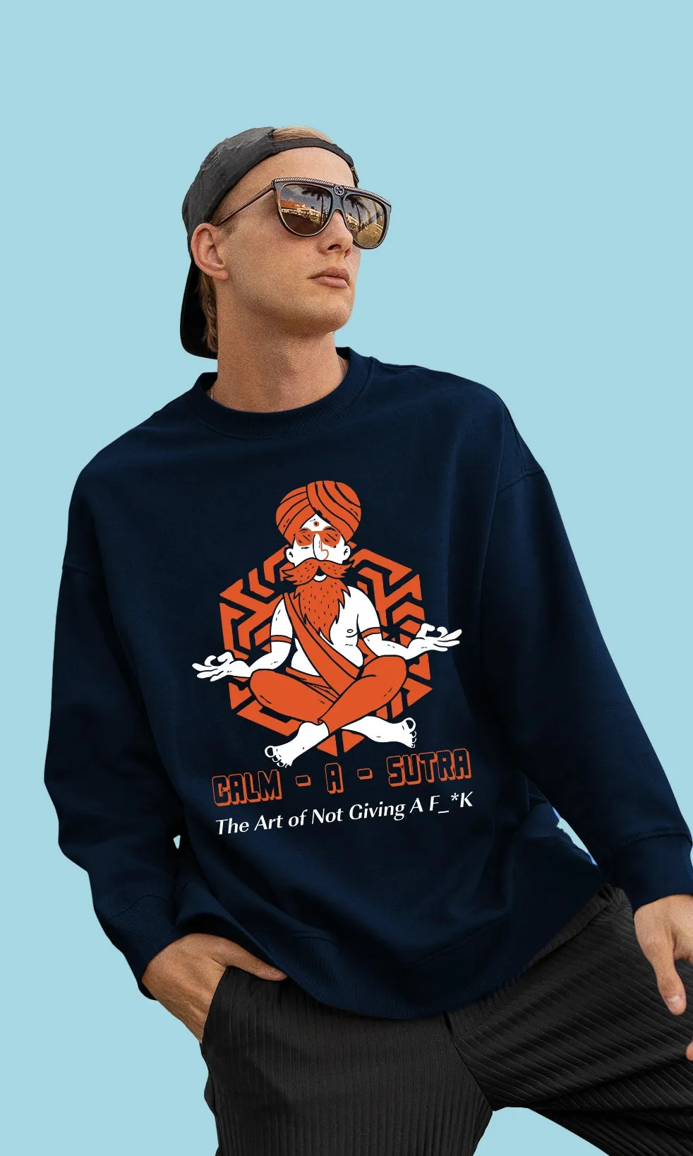 Mebadass Men's Printed Oversized Sweatshirt - Clam A Sutra