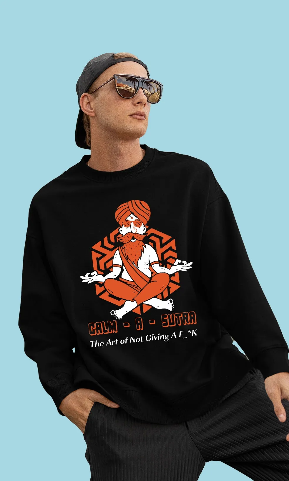 Mebadass Men's Printed Oversized Sweatshirt - Clam A Sutra