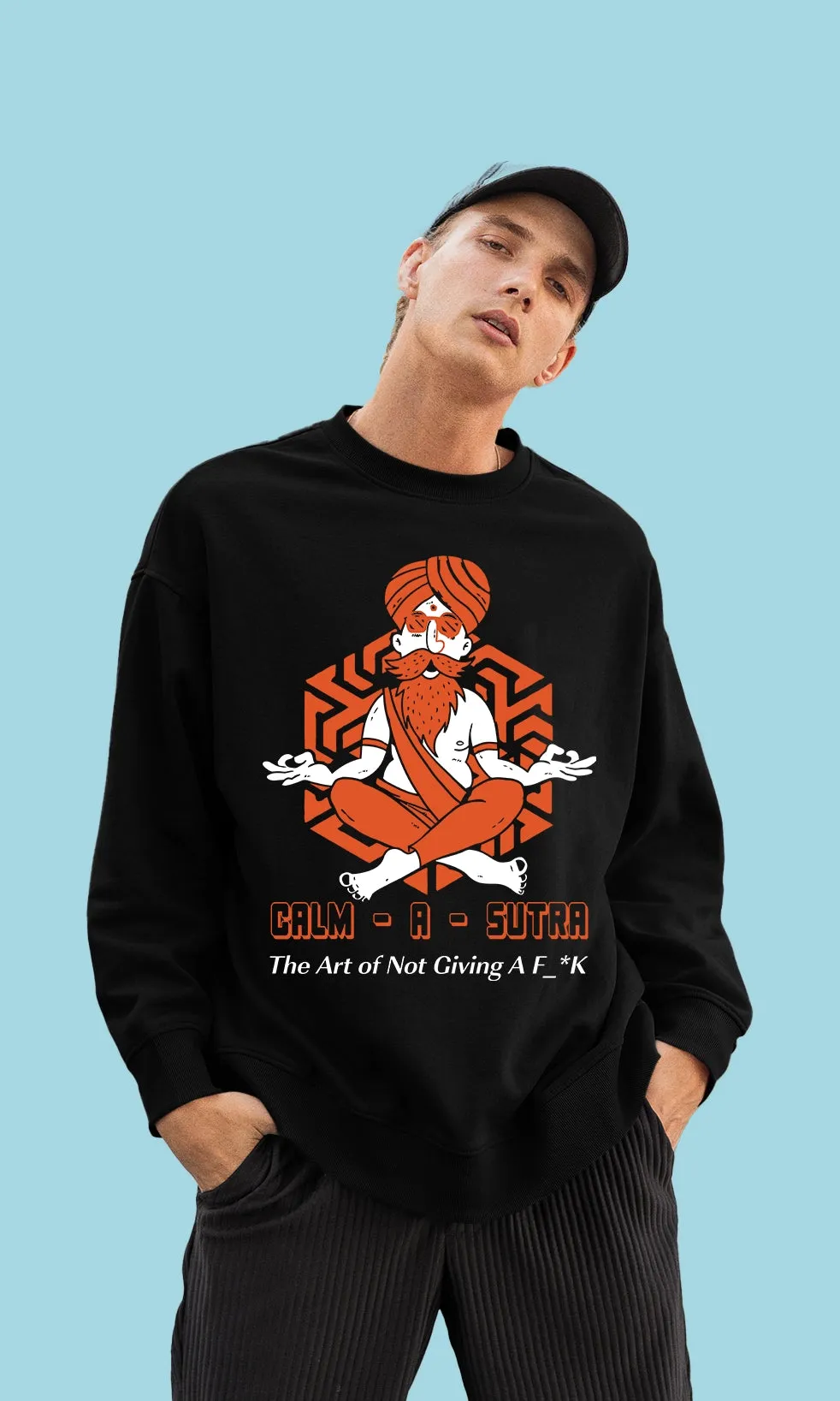 Mebadass Men's Printed Oversized Sweatshirt - Clam A Sutra