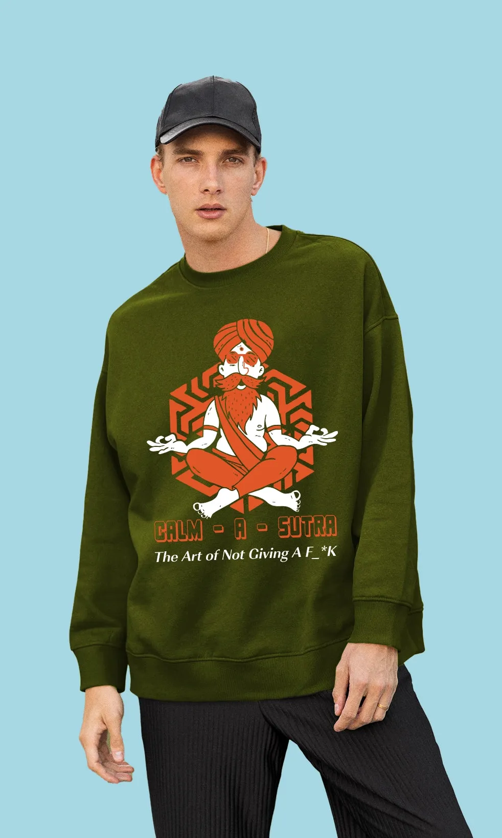 Mebadass Men's Printed Oversized Sweatshirt - Clam A Sutra