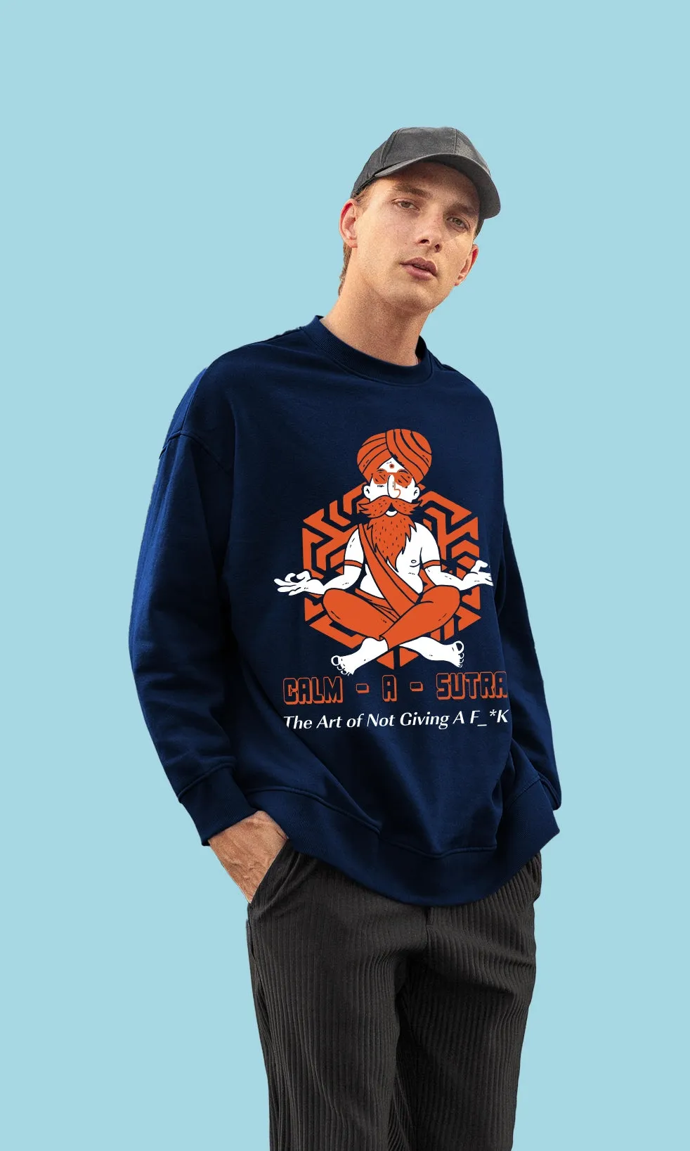 Mebadass Men's Printed Oversized Sweatshirt - Clam A Sutra