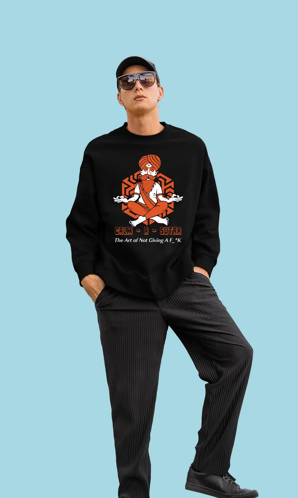Mebadass Men's Printed Oversized Sweatshirt - Clam A Sutra