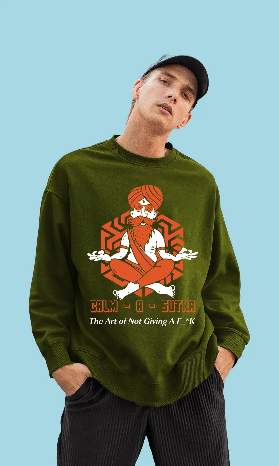 Mebadass Men's Printed Oversized Sweatshirt - Clam A Sutra