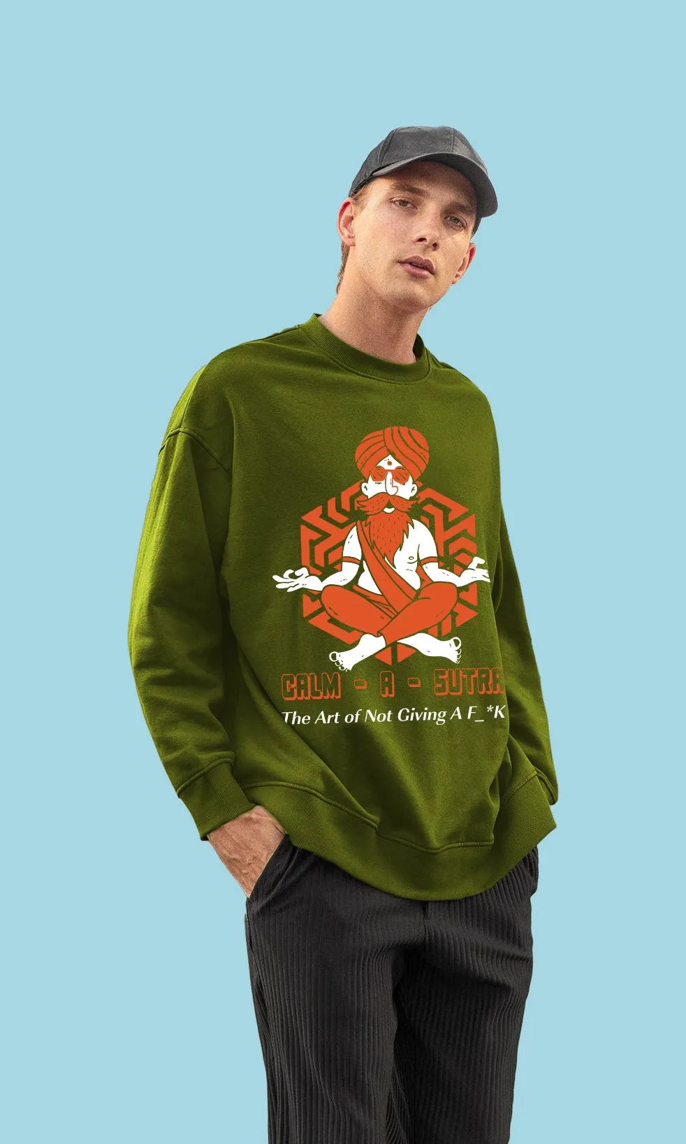 Mebadass Men's Printed Oversized Sweatshirt - Clam A Sutra
