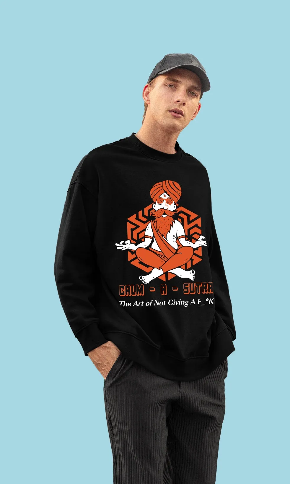 Mebadass Men's Printed Oversized Sweatshirt - Clam A Sutra