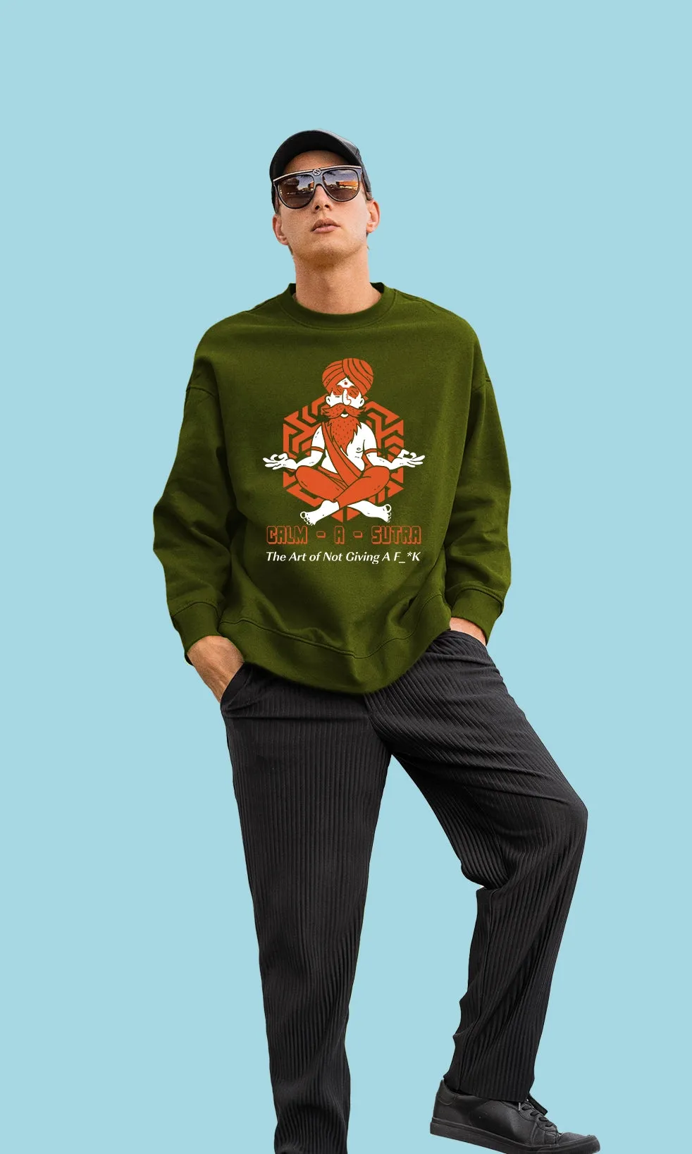Mebadass Men's Printed Oversized Sweatshirt - Clam A Sutra