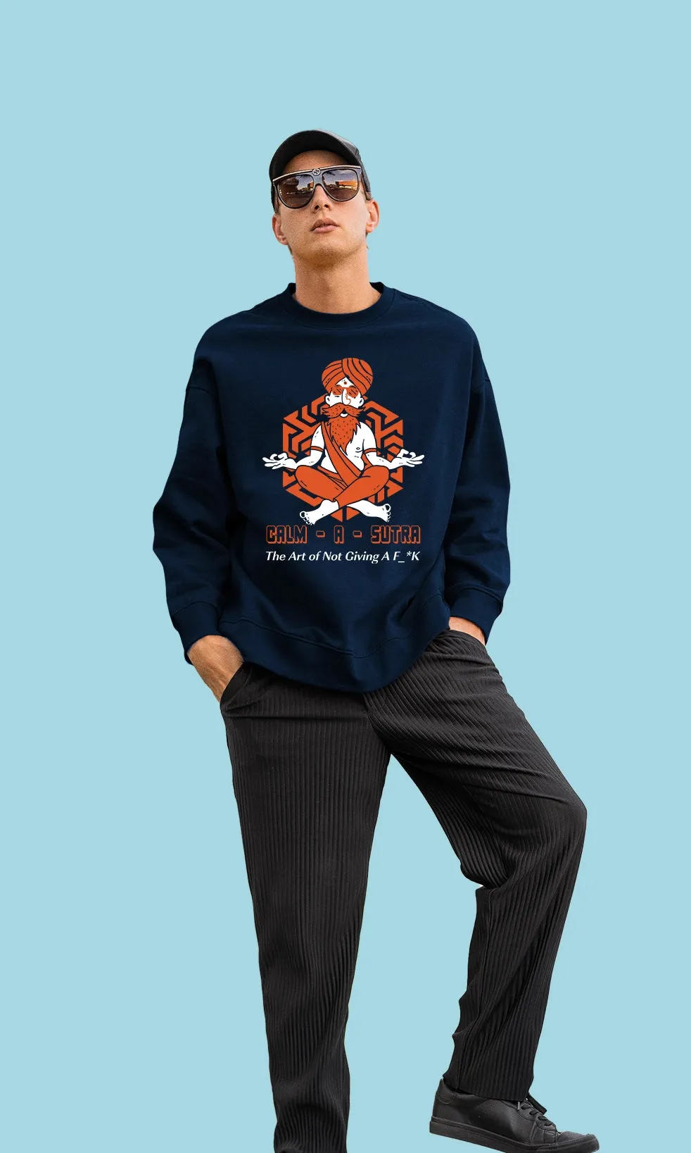 Mebadass Men's Printed Oversized Sweatshirt - Clam A Sutra