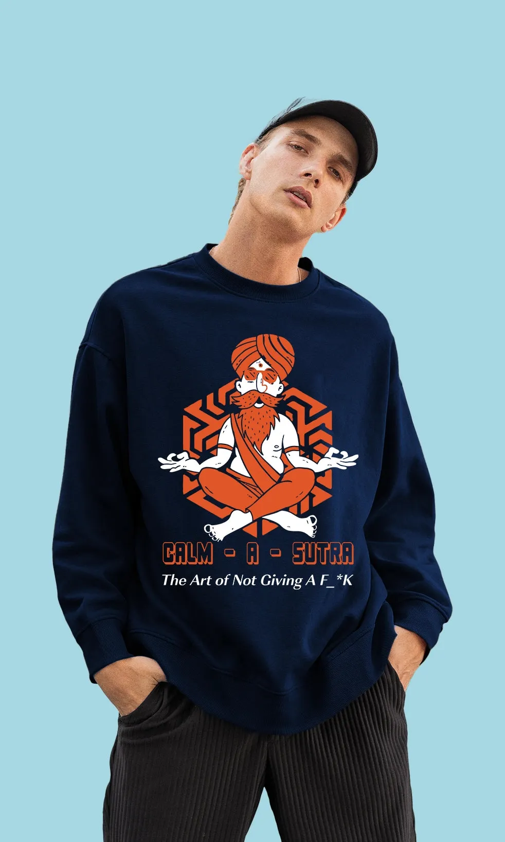 Mebadass Men's Printed Oversized Sweatshirt - Clam A Sutra